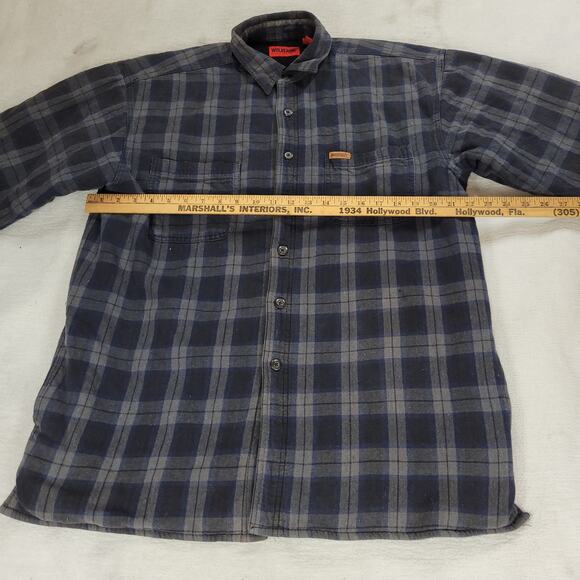 Wolverine Shirt Jacket Mens Sz L Black Flannel Fleece Lined Shacket Gorpcore Y2k - Picture 12 of 16